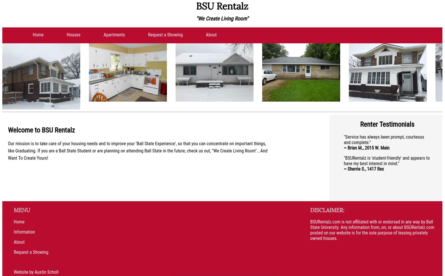 Image of BSU Rentalz Website